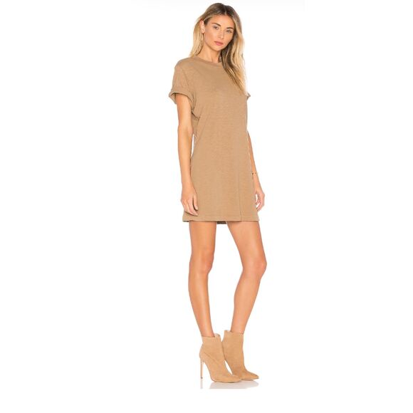 Cotton Citizen Taupe Crew Brown Dark Tan Tokyo Short Sleeve Mini Dress Revolve S - Picture 4 of 11
